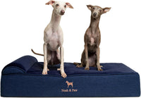 Large Dog Bed Orthopedic Memory Foam Cooling Gel 35x25x8.7 in – Essentials for Dogs - Dark Blue - DE / Large