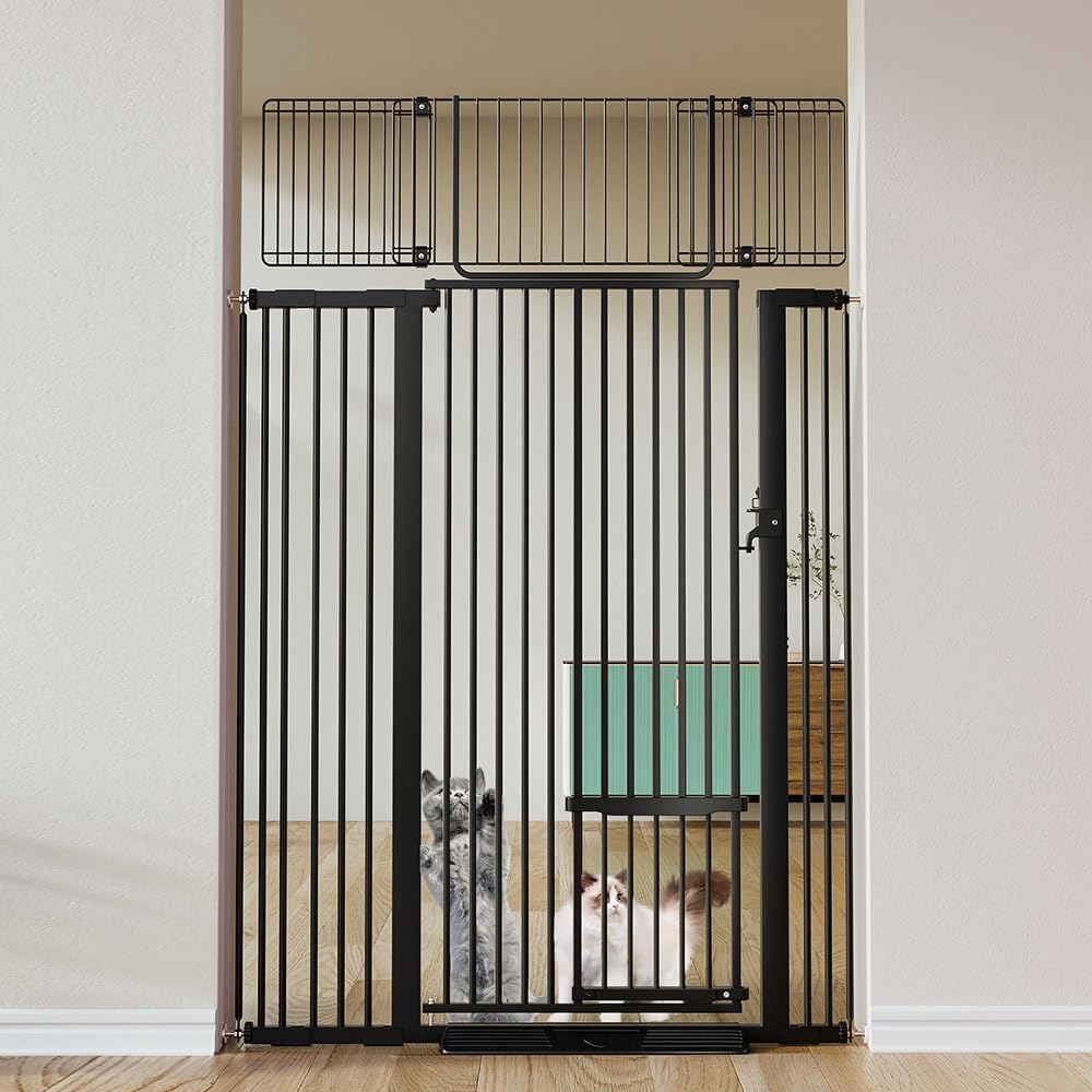 COMOMY 71" Extra Tall Pet Gate - Black / 71" Tall x 43" Wide