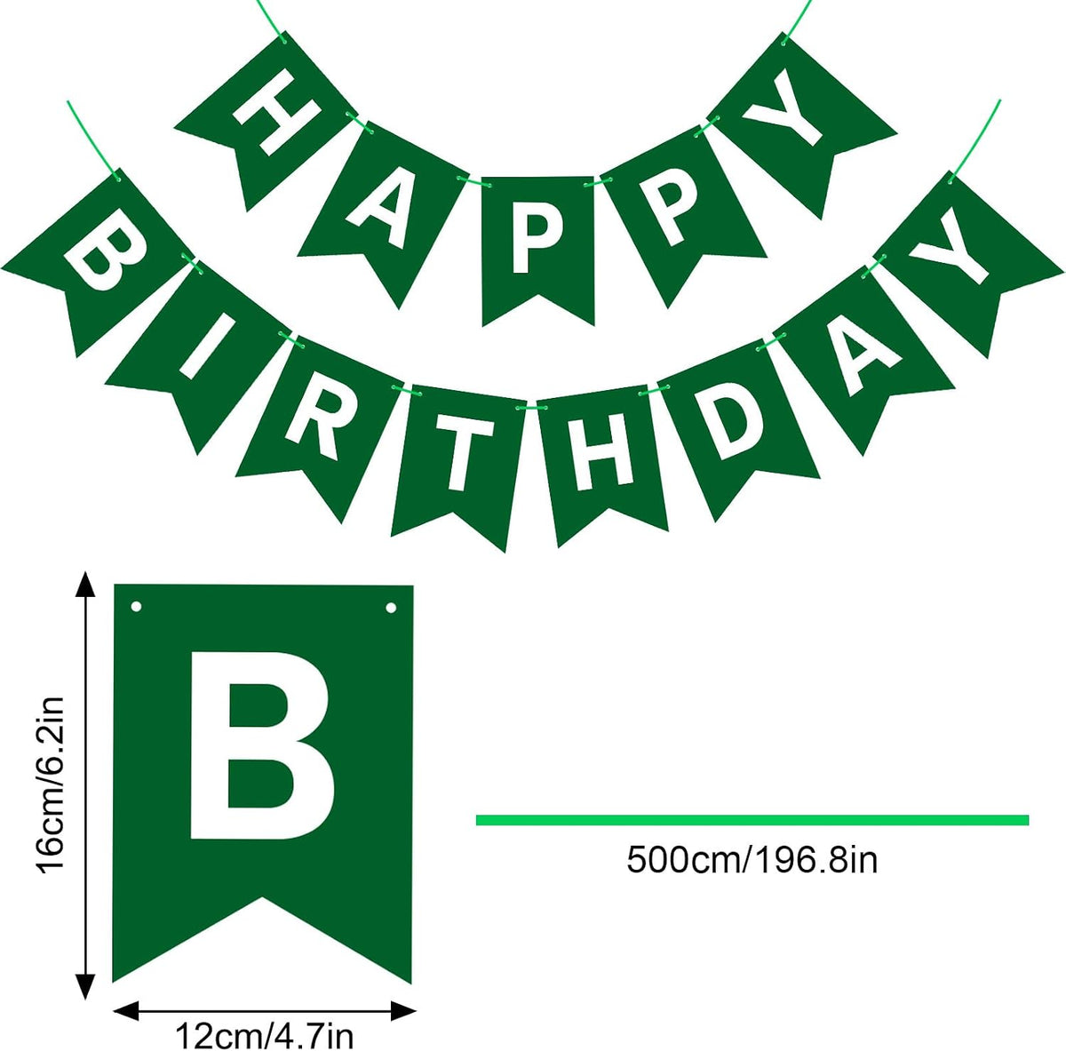 Orange Happy Birthday Banner Birthday Sign for Backdrop Happy - Green - image 2