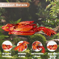 Feathered Wyvern Dragon, 3D Printed Dragon - Red Gold - image 3
