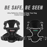 BARKBAY No Pull Dog Harness Front Clip Heavy Duty Reflective Easy Control Handle for Large Dog Walking(Black,L)