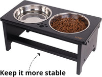 HTB Elevated Dog Bowls,Raised Dog Bowl Stand with 2 Stainless Steel Bowls,Elevated Raised Dog Bowls - medium-7"tall,29 Oz bowl / Black - image 4