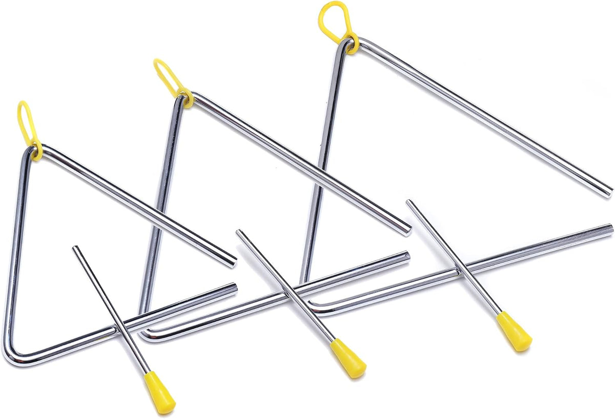 6 Inch Musical Steel Triangle Percussion Instrument With Striker – Fun for Kids & Family - 6/7/8 Inch