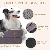Comfort Expression XXL Waterproof Orthopedic Dog Bed for Extra Large Dogs, Orthopedic Foam Dog Beds, Washable Dogs Sofa Bed with Removable Cover & Non-Slip Bottom(XX-Large,Purple)