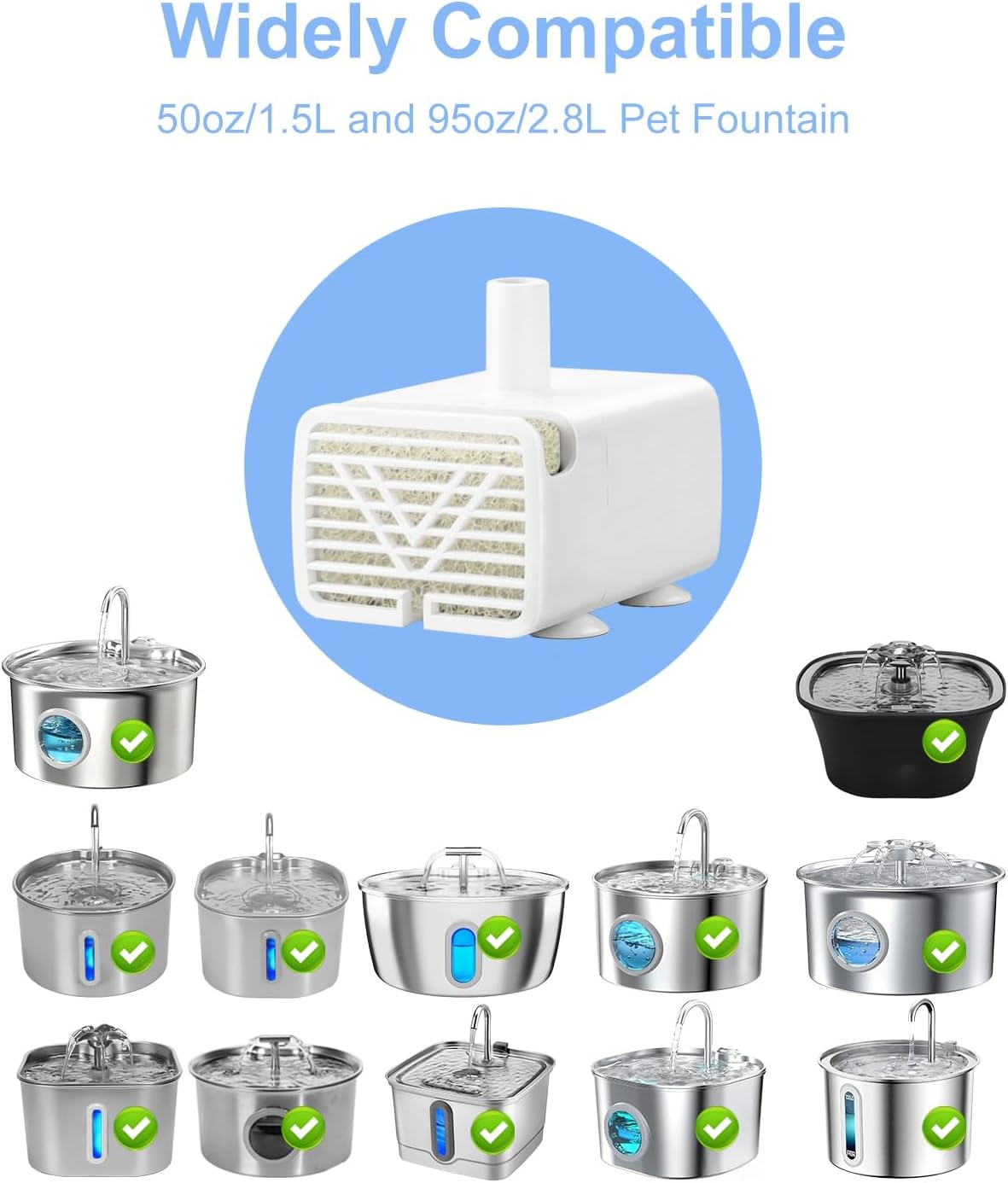 Oaqfvunt JY-830 USB submersible replacement pump for cat and dog water fountains - view 2