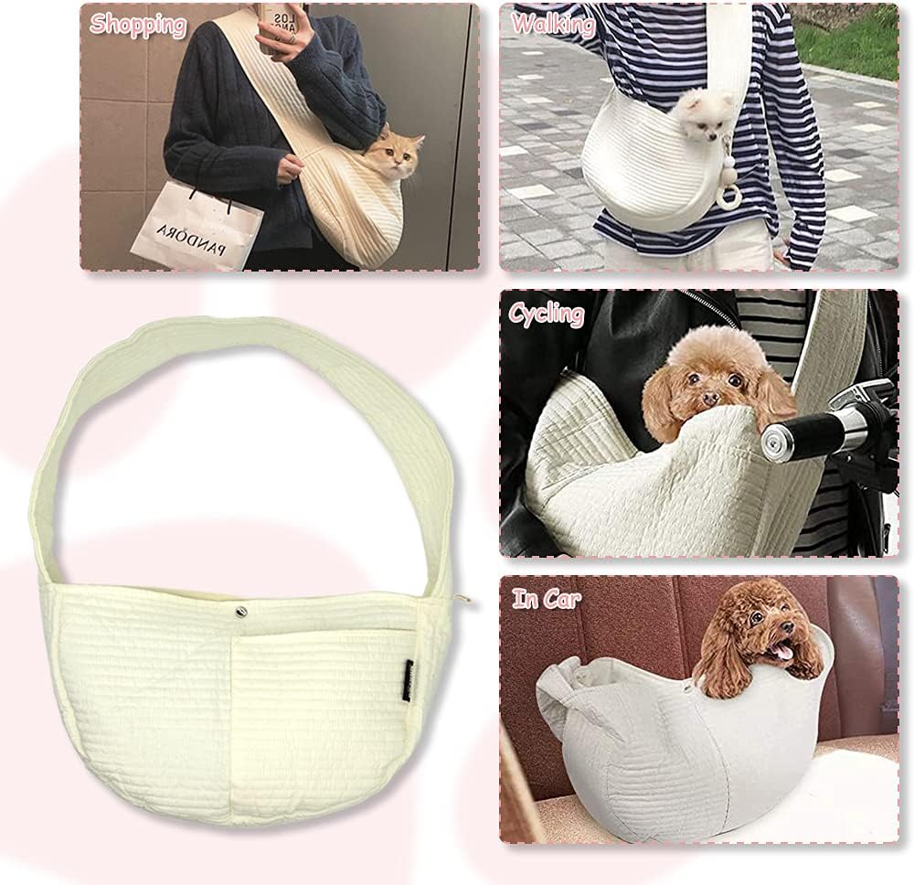 NATUYA Small Dog Cat Carrier Sling - white / Canvas - image 4