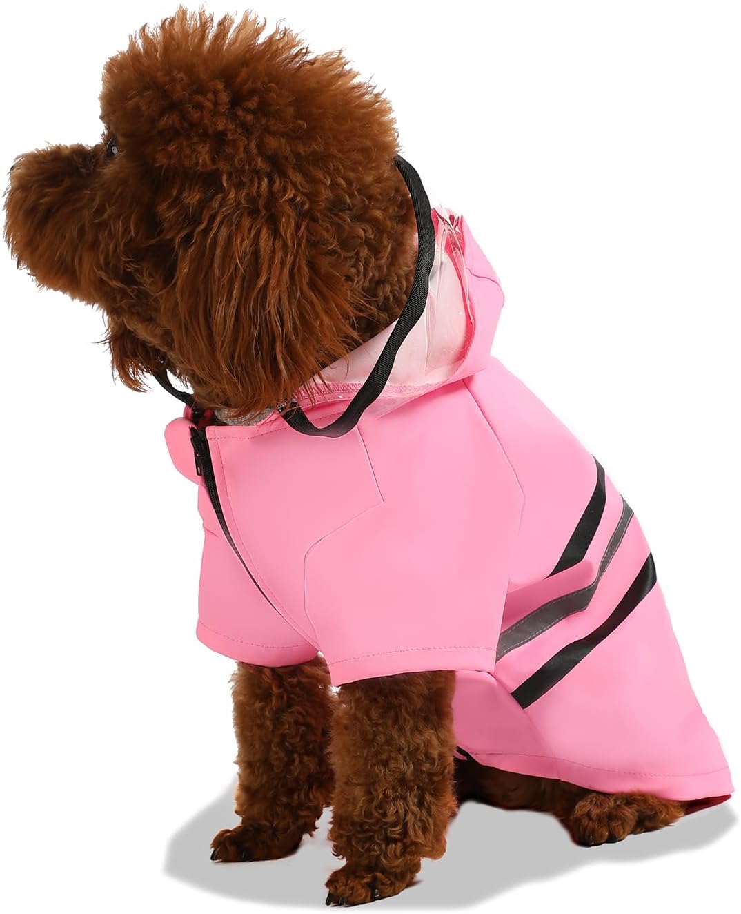 Reflective Dog Raincoat Dog Rain Jacket with Hood Lightweight - Medium / Blushing