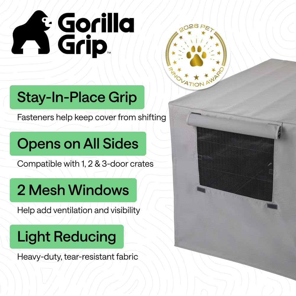GORILLA GRIP Dog Enclosure Crate Cover Kennel Cage Topper 42in - Gray / 24" X 18" X 20" - image 2