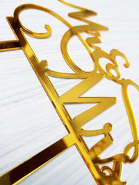 AMINJIE Mr and Mrs cake topper in mirror gold acrylic, 6.1 x 6.5 inches - view 2
