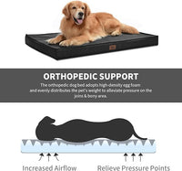 Outdoor Dog Bed for Small Dogs, Waterproof Dog Crate Bed for Small Dogs, Orthopedic Egg Crate Foam Puppy Beds with Washable and Removable Oxford Cover, Black