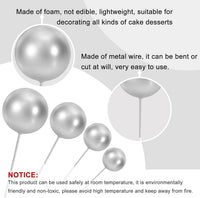 ASTARON 20 Pcs Gold Balls Cake Topper Decorations for Birthday Cake - Silver - image 3