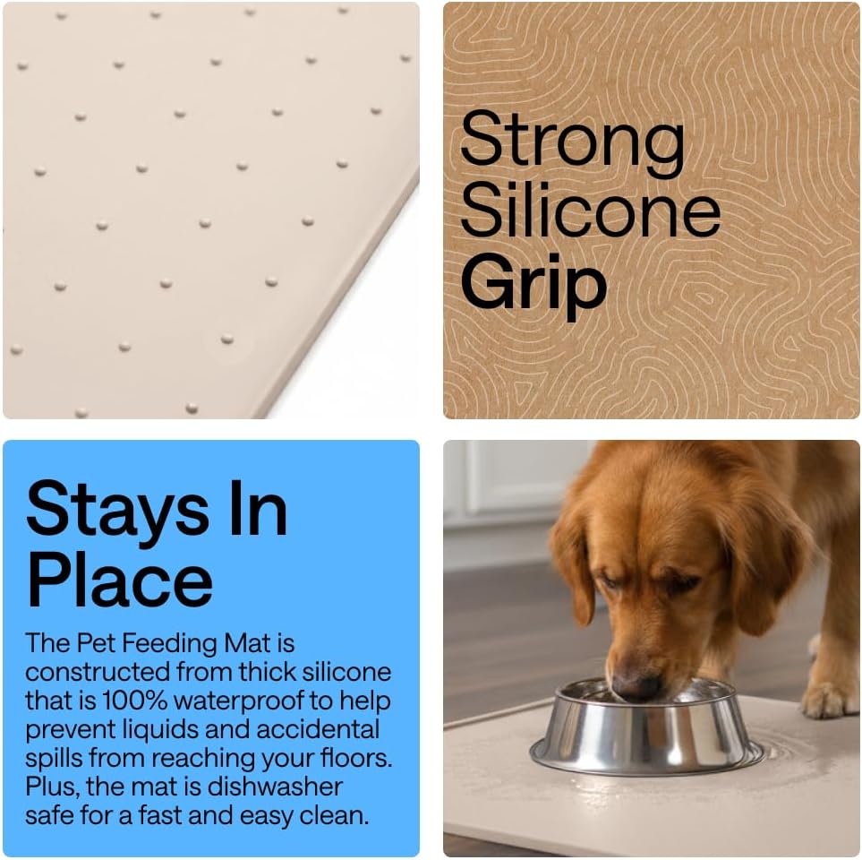 GORILLA GRIP Dog Food Mat, 100% Waterproof Silicone, 16x10 Beige – Essentials for Dogs - Cream / 26"l X 17"w - image 3