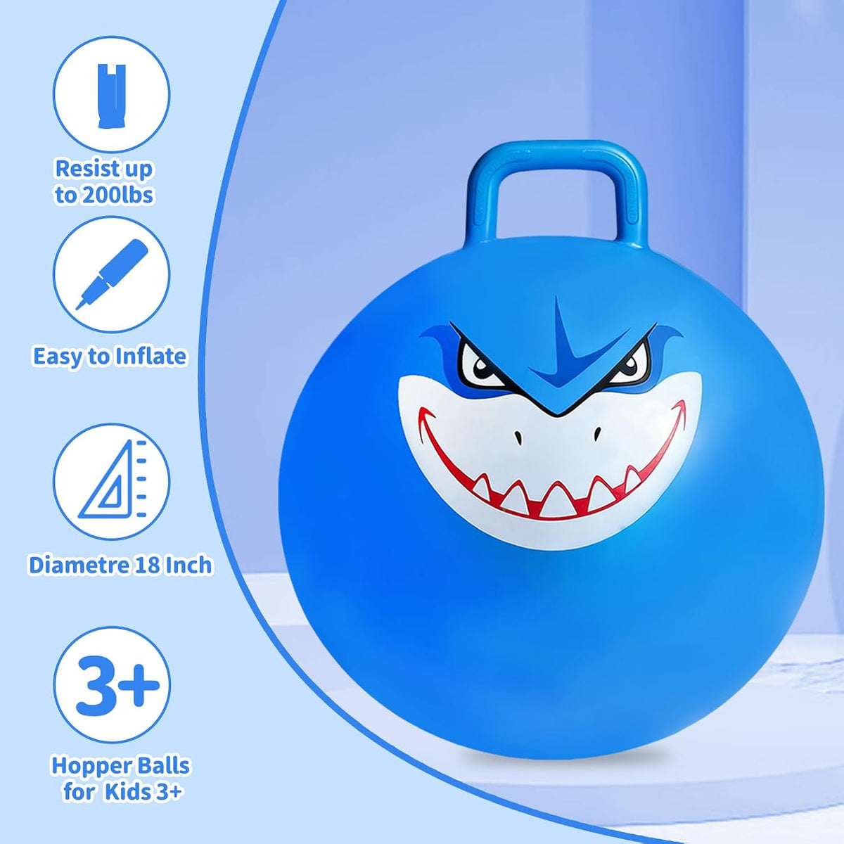 Bounce Balls with Handles for Kids - 3P 18inch Hopper Balls - image 3