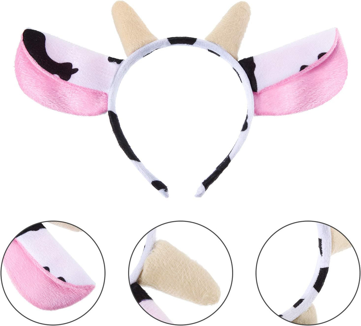 WILLBOND 3-pack plush cow ears headbands with horns for costumes - view 9