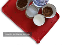 Hoki Found X-Large Silicone Non Slip Pet Feeding Mats - Waterproof Dog Cat Food Mats for Carpet - Classic Red