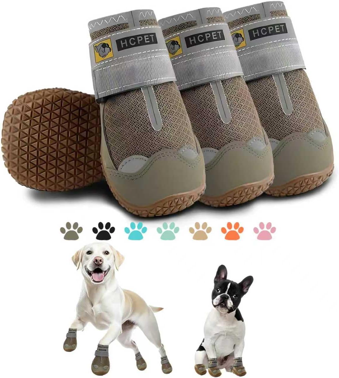 Dog Boots Waterproof Dog Shoes for Medium Large Dogs - Army Green / Width 1.57 in