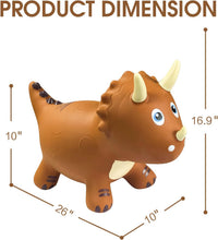 HotMax Bouncy Horse, Dinosaur Hopper Toys for Kids - Brown Triceratops - image 3