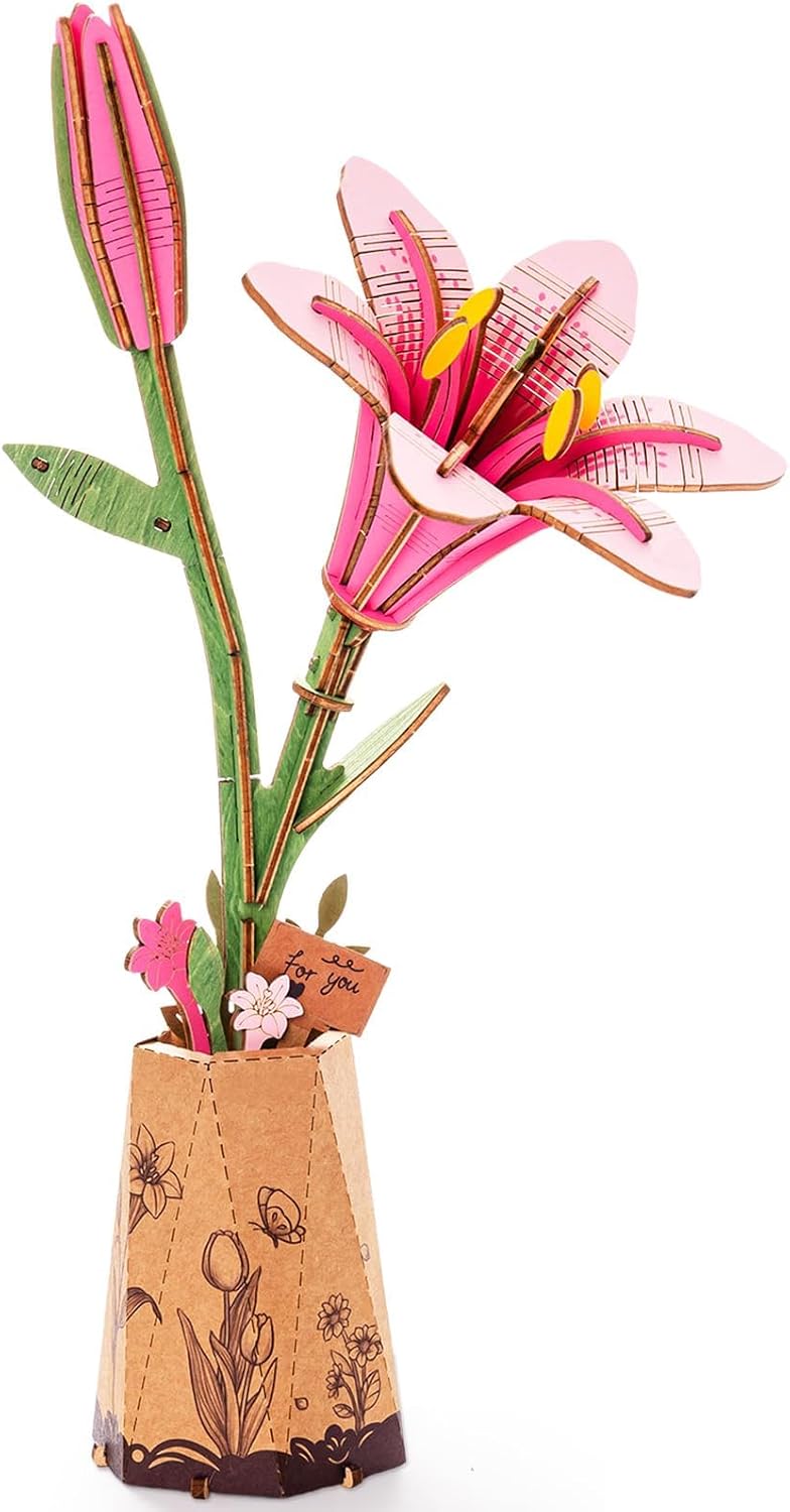rowood 3D Puzzles for Adults - Pink Lily