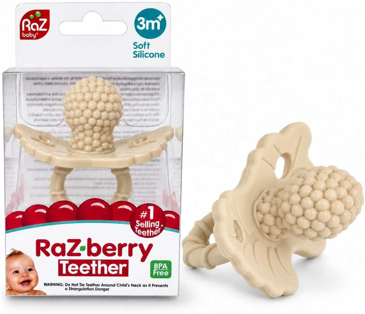 RaZbaby RaZberry Silicone Baby Teether Toy - Caramel / 1 Count (Pack of 1)
