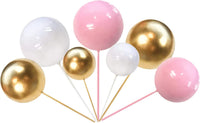 ZHUOWEISM ball cake toppers, 24 mini balloon picks in blue, gold and white - view 36