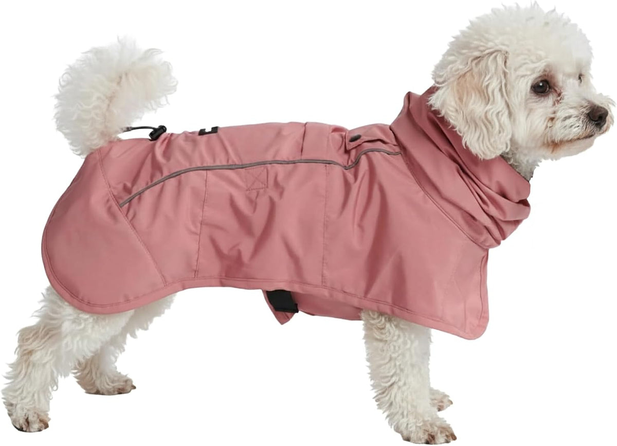 Spark Paws Dog Raincoat, Waterproof Rain Jacket w/Hood - Sea Pink / Small