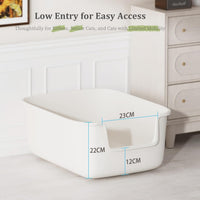 Vealind Large Cat Litter Box High Sided Entry Cat Litter Pan 50 x 40 - White - image 2