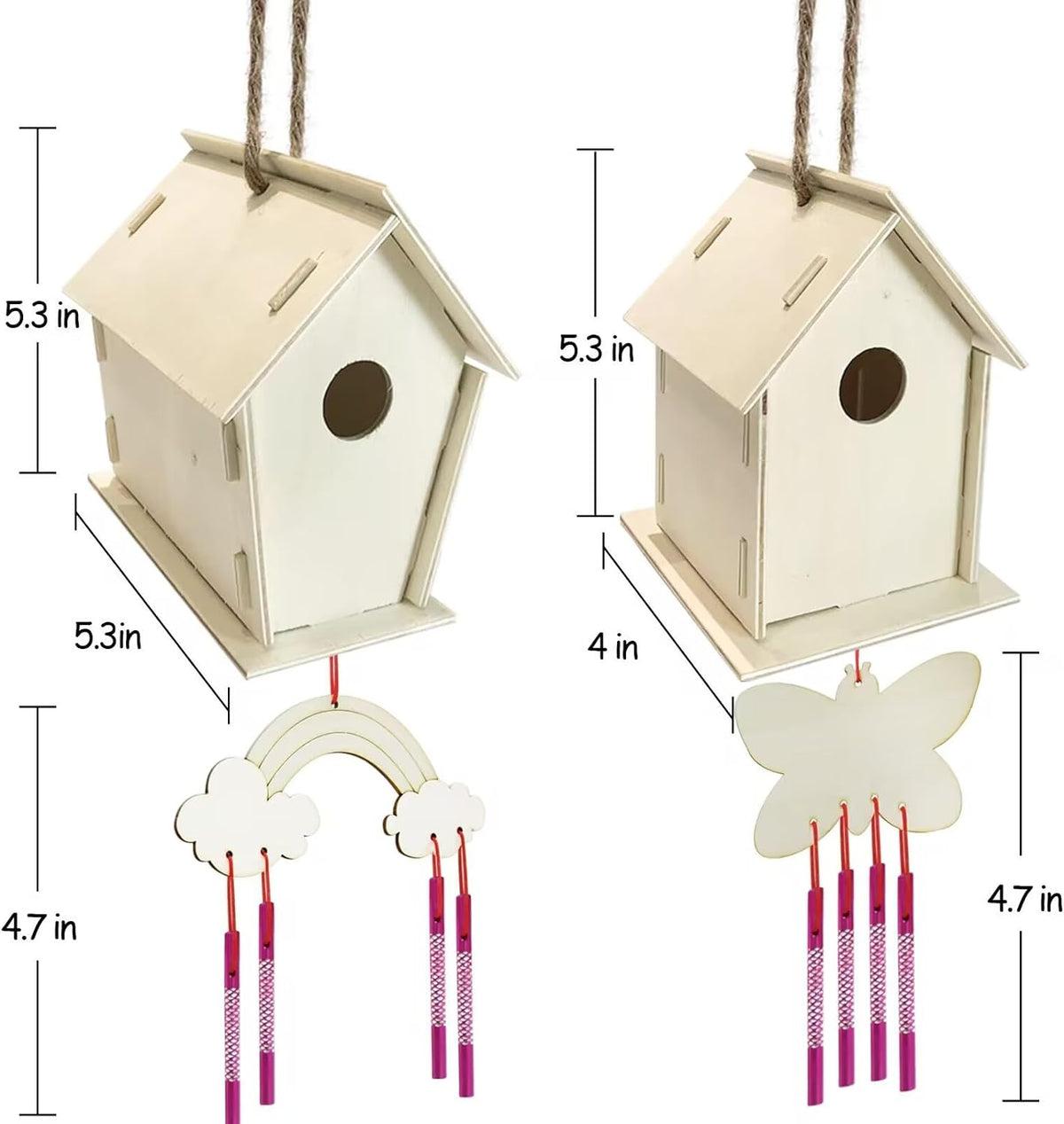 4 Pack DIY Bird House Wind Chime Kit for Crafts for Kids Ages 4-8 – Fun for Kids & Family - image 3