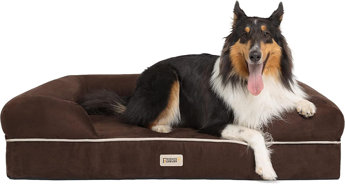 Friends Forever Large Dog Bed Couch - Memory Foam Dog Bed / Chester Brown / 44.0"L x 34.0"W x 10.0"Th - image 4