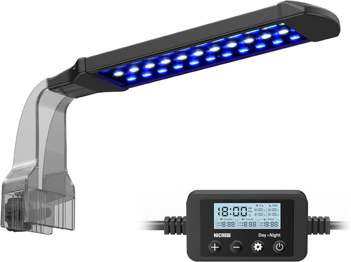 NICREW Clip-on Marine Aquarium Light for Coral Reef Tank – Essentials for Fish - For Saltwater