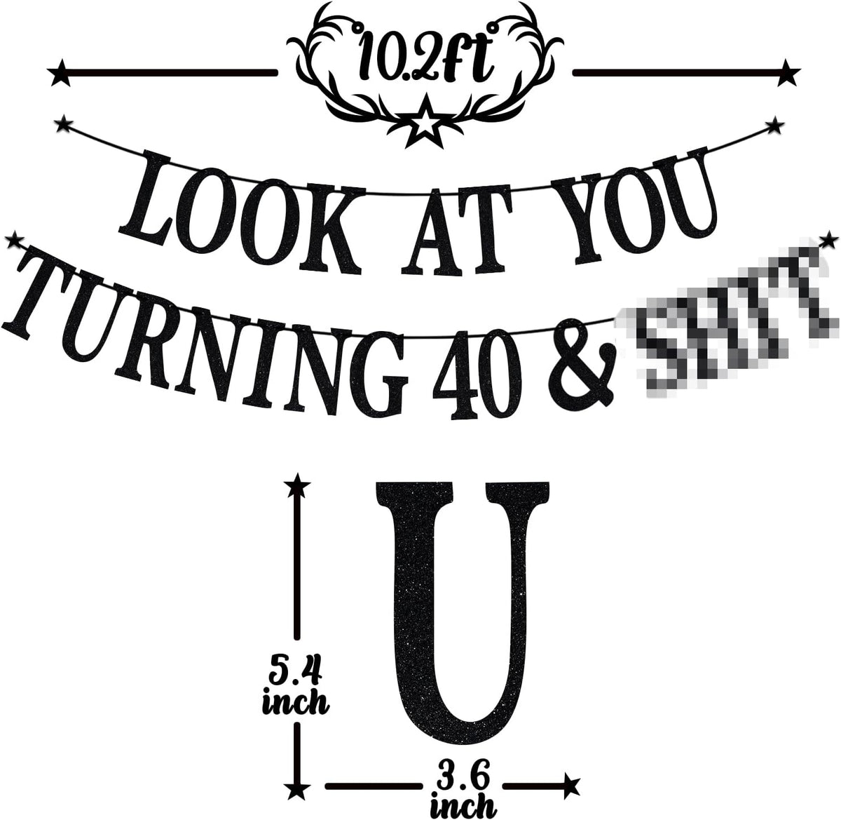 Black Glitter Look at You Turning 25 & Sh*t Banner - 40 - image 2