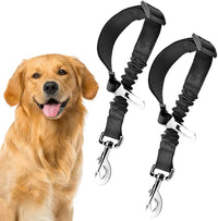 SunGrow Elastic Nylon Dog Seat Belt, 24”, 36” - Black Elastic - 2-Pack - image 2