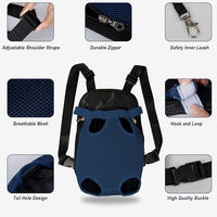 FEimaX Dog Carrier Backpack Pet Legs Out Front Cat Travel Bag, Adjustable Puppy Backpacks Carriers Hands-Free for Small Medium Dogs Cats Hiking Traveling Camping Daily Walking (Small, Navy)
