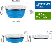 Pawaboo Collapsible Travel Dog Bowls 2 Pack with Lids&Carabiners - 450ml(Pack of 2) / Blue + Green - image 4