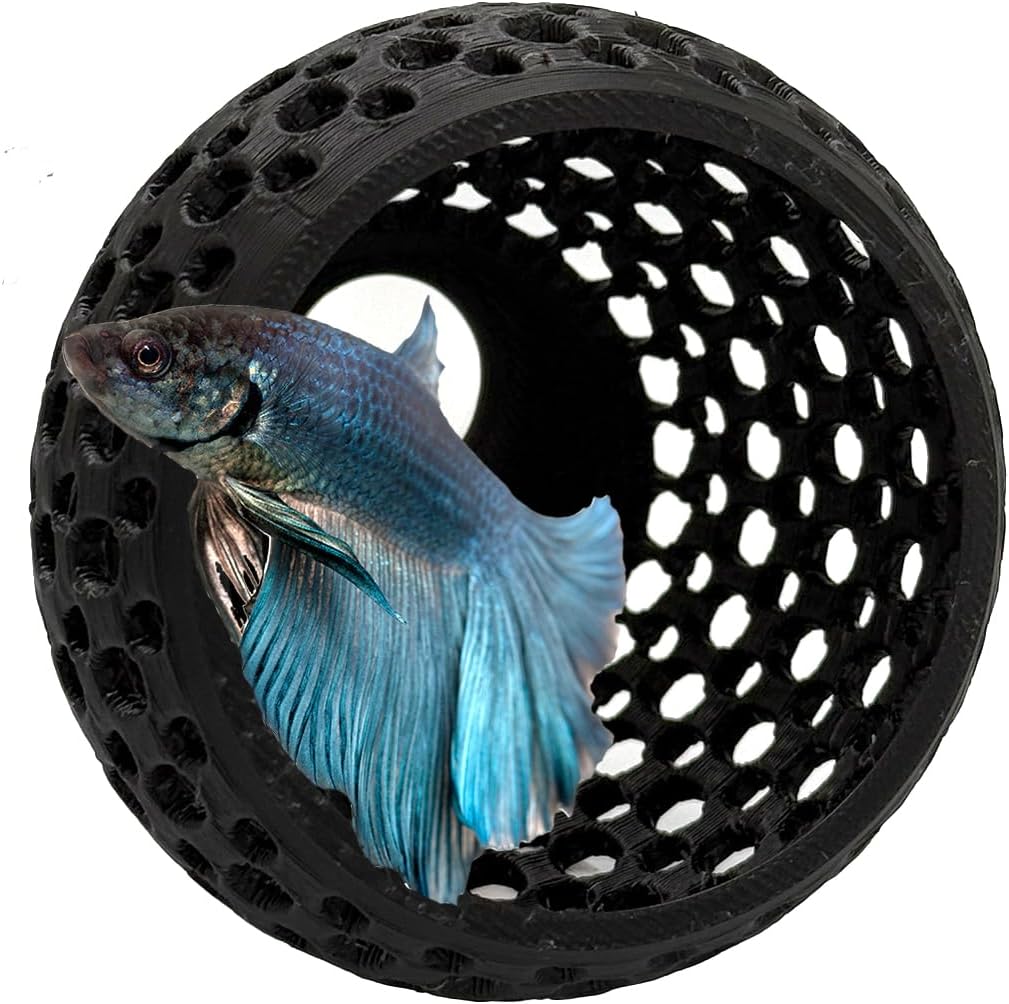 CTWPets Betta Bulb Hide 2.0, Betta Bed & Aquarium Cave - Stealth Black