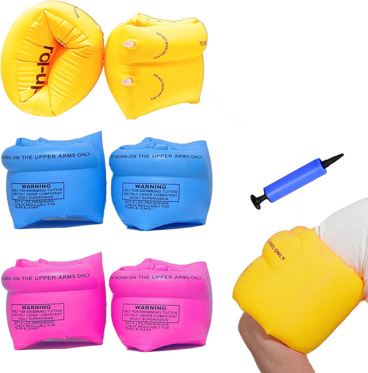 Ztikug inflatable arm floaties, 2 pack of PVC swim arm bands with inflater - view 10