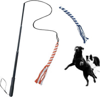 ASOCEA Dog Extendable Teaser Wand Pet Flirt Stick Pole Puppy Chasing - Black