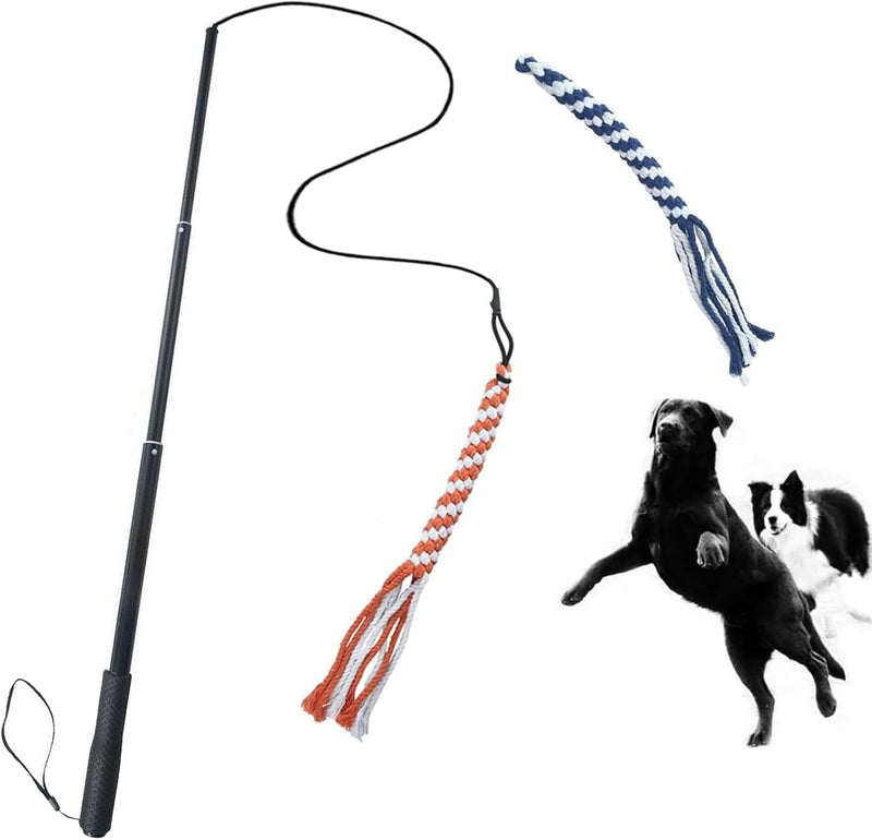 ASOCEA Dog Extendable Teaser Wand Pet Flirt Stick Pole Puppy Chasing - Black