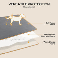 Waterproof Pet Blanket, Liquid Pee Proof Dog Blanket for Sofa Bed Couch, Reversible Sherpa Fleece - M (57" x40") / Grey+beige - image 4