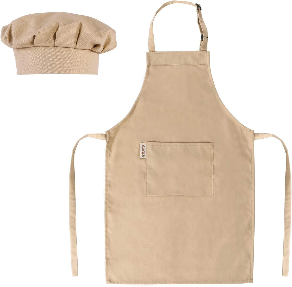 Aurya kids apron and chef hat set in light blue with front pocket and adjustable strap - view 7