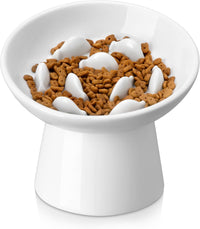 vancasso Ceramic Slow Feeder Cat Bowl - White