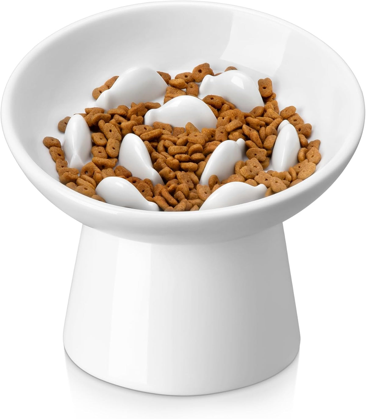 vancasso Ceramic Slow Feeder Cat Bowl - White