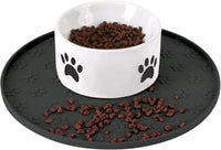 Silicone Pet Food Mat - Waterproof Dog & Cat Feeding Mat with High Lip to Prevent Spills & Protect - Black