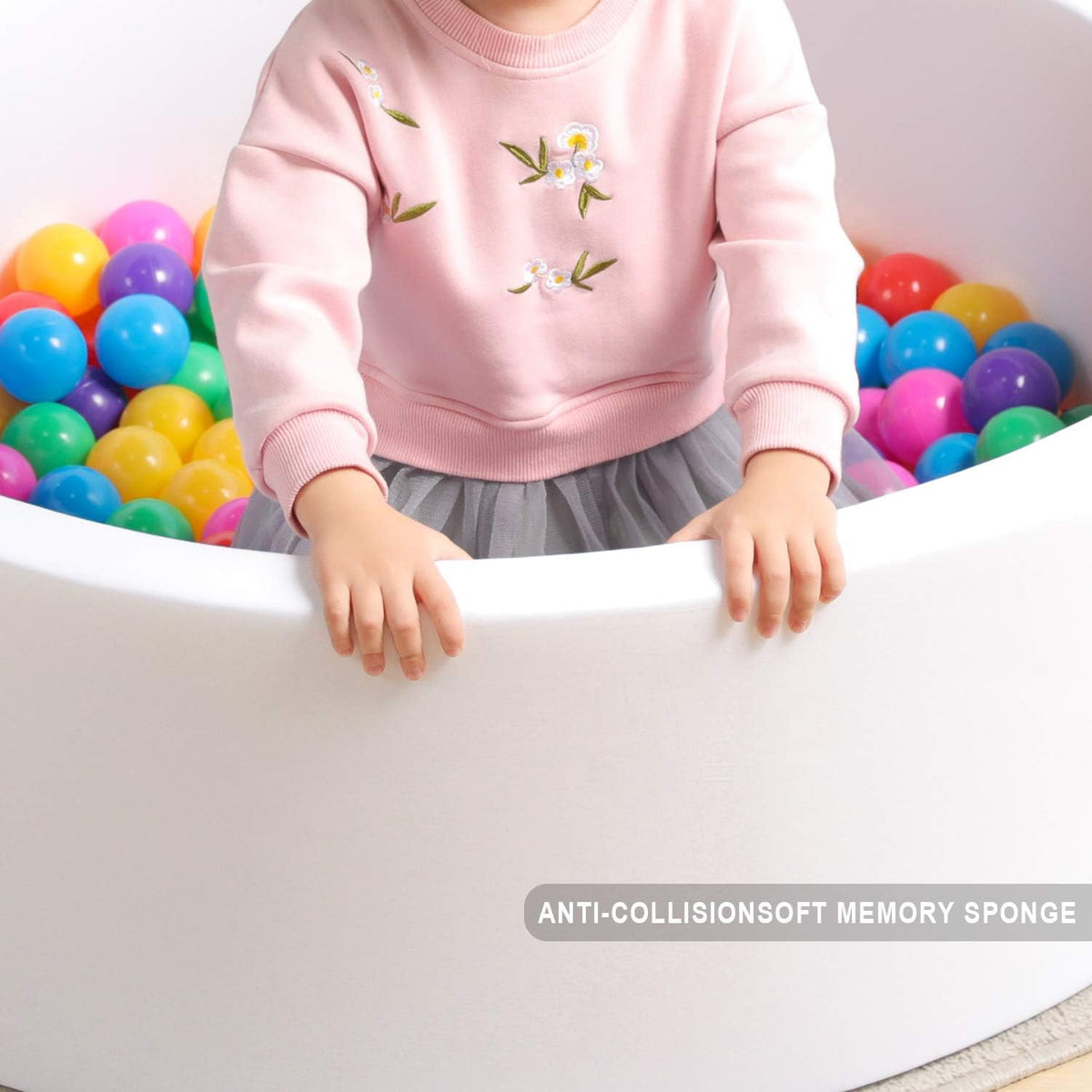 TRENDBOX Foam Ball Pit, 36" x 12" Indoor Soft Ball Pool for Kid，Light Grey – Fun for Kids & Family - White / 90CM - image 4