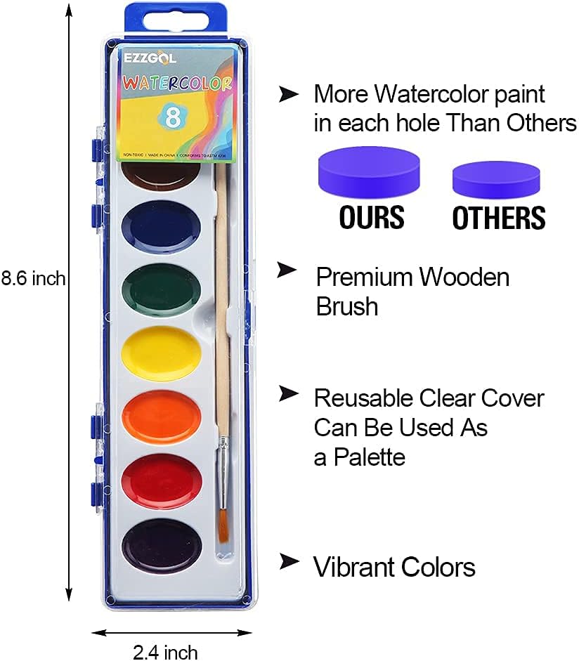 Ezzgol Watercolor Paint Sets, Bulk Pack of 24, 8 Colors – Fun for Kids & Family - image 4