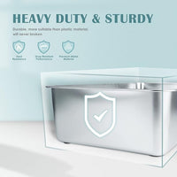 IKITCHEN Stainless Steel Cat Litter Box, Large Metal Litter Box for Cats, Never Absorbs Odors,Stain Free, Rustproof, Non Stick Smooth Surface, Anti-Slip Rubber Bottom, 19.5" L x 13.5" W x 6" H