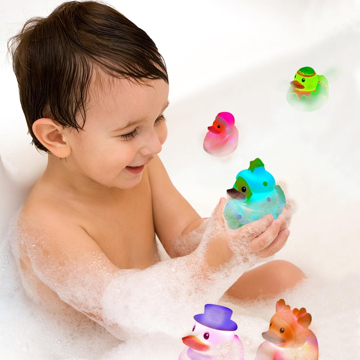 JoFAN 6 pack Halloween light up bath toys with bat, pumpkin, ghost, mummy and witch - view 12
