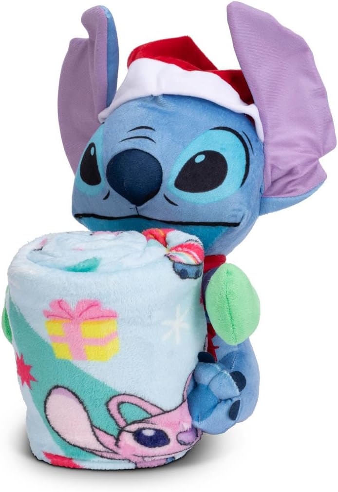 Northwest Character Hugger Pillow & Silk Touch Throw Blanket Set - Lilo & Stitch Holiday Jammies - image 3