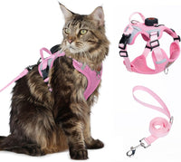 Skmeditec Cat Harness and Leash Set: Upgraded Escape Proof Vest - Pink (Holder for Airtag) / S
