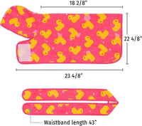 HDE Hooded Dog Bathrobe Quick Dry Towel Wrap for After Bath White - Small / Pink Rubber Ducks - image 2