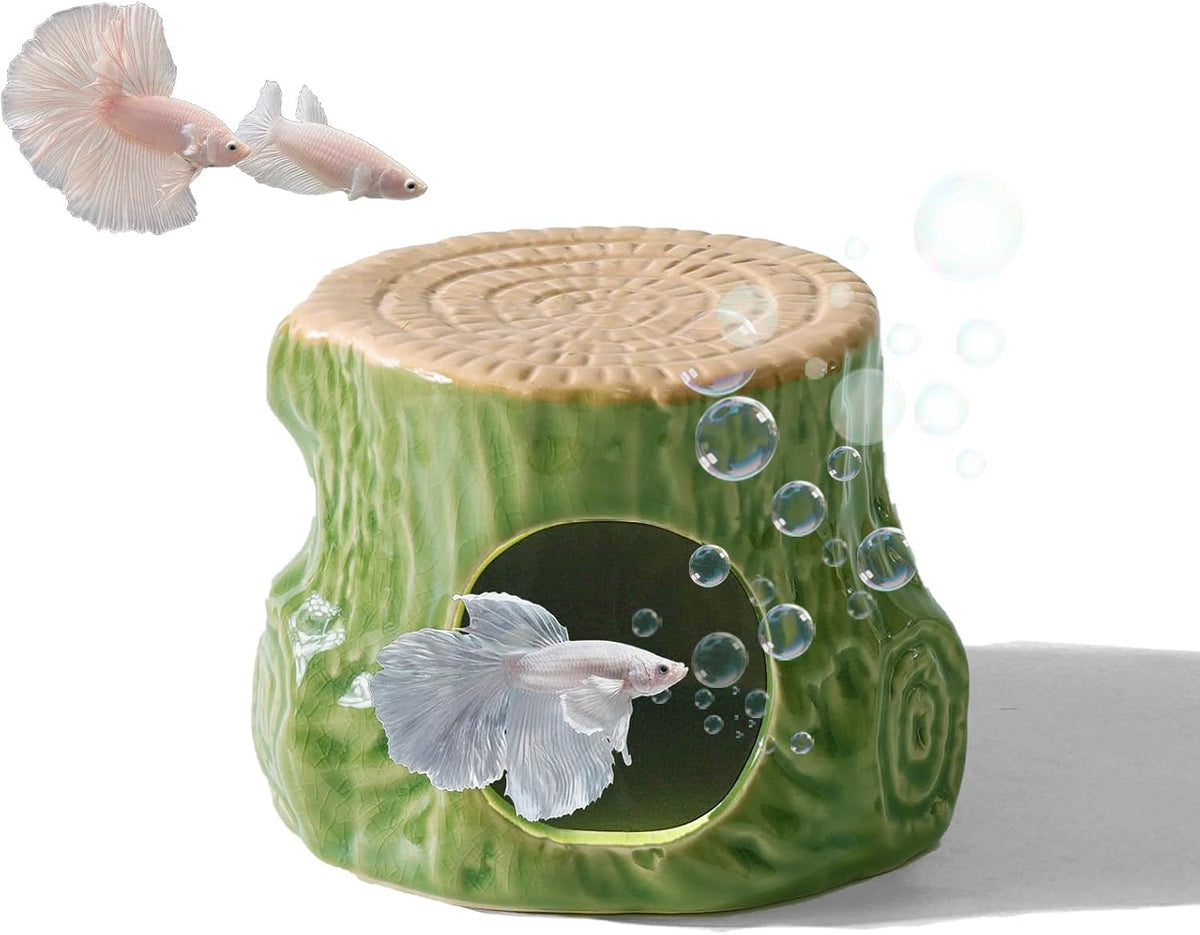 Pink Aquarium Decor Ceramic Cute Strawberry Betta Fish Tank Cave – Essentials for Fish - Tree-green / Tree